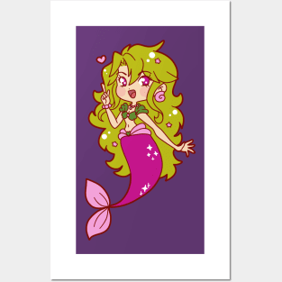 Green Haired Mermaid Posters and Art